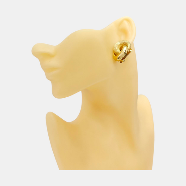 Twist Round Metal Gold Clip On Earrings