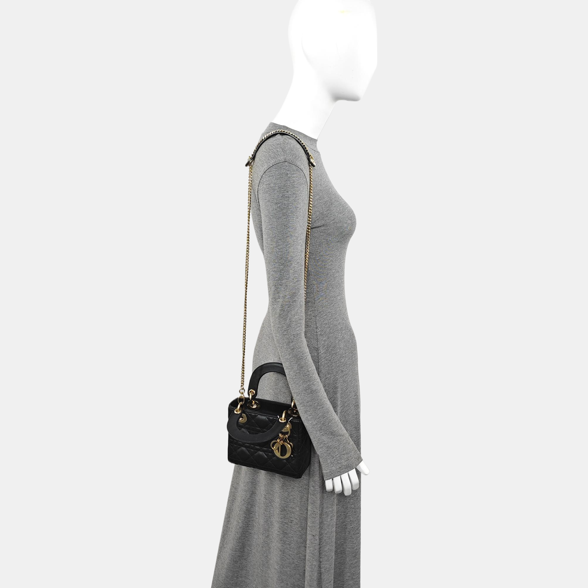 Lady Dior Mini Cannage Lambskin Black