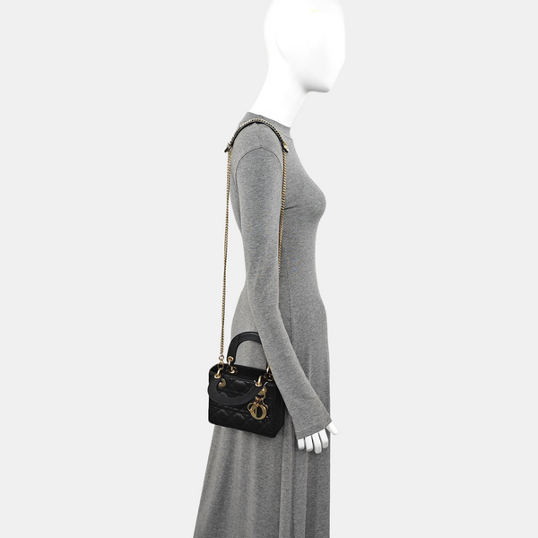 Lady Dior Mini Cannage Lambskin Black
