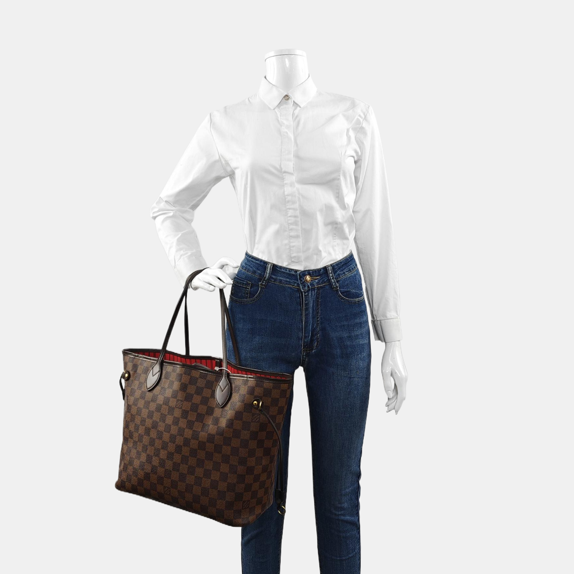 NEVERFULL MM Damier Ebene Coated Canvas Brown