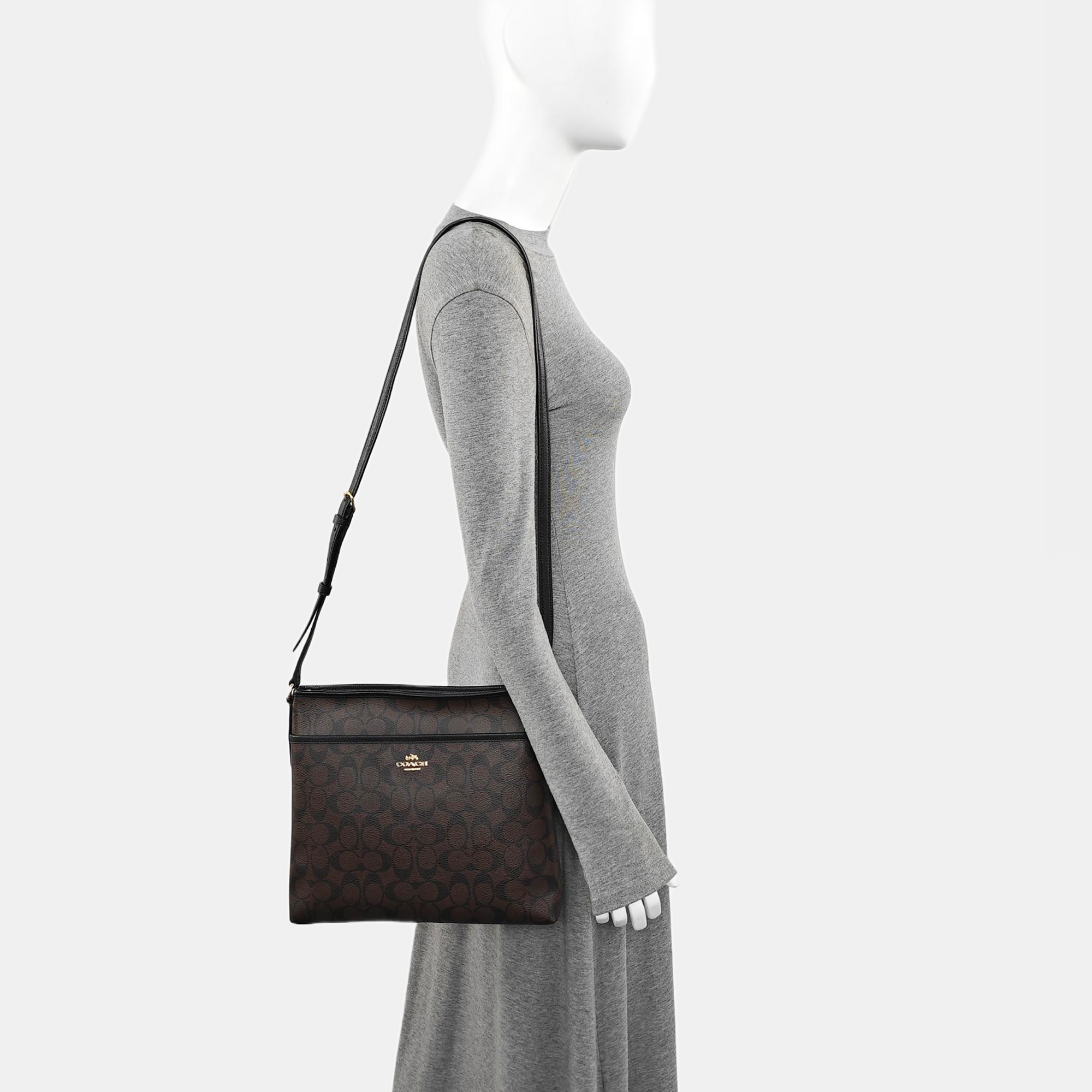 Monogram Coated Canvas Shoulder Bag Brown