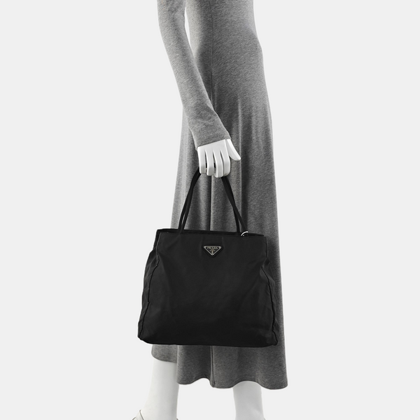 Nylon Top Handle Bag Black
