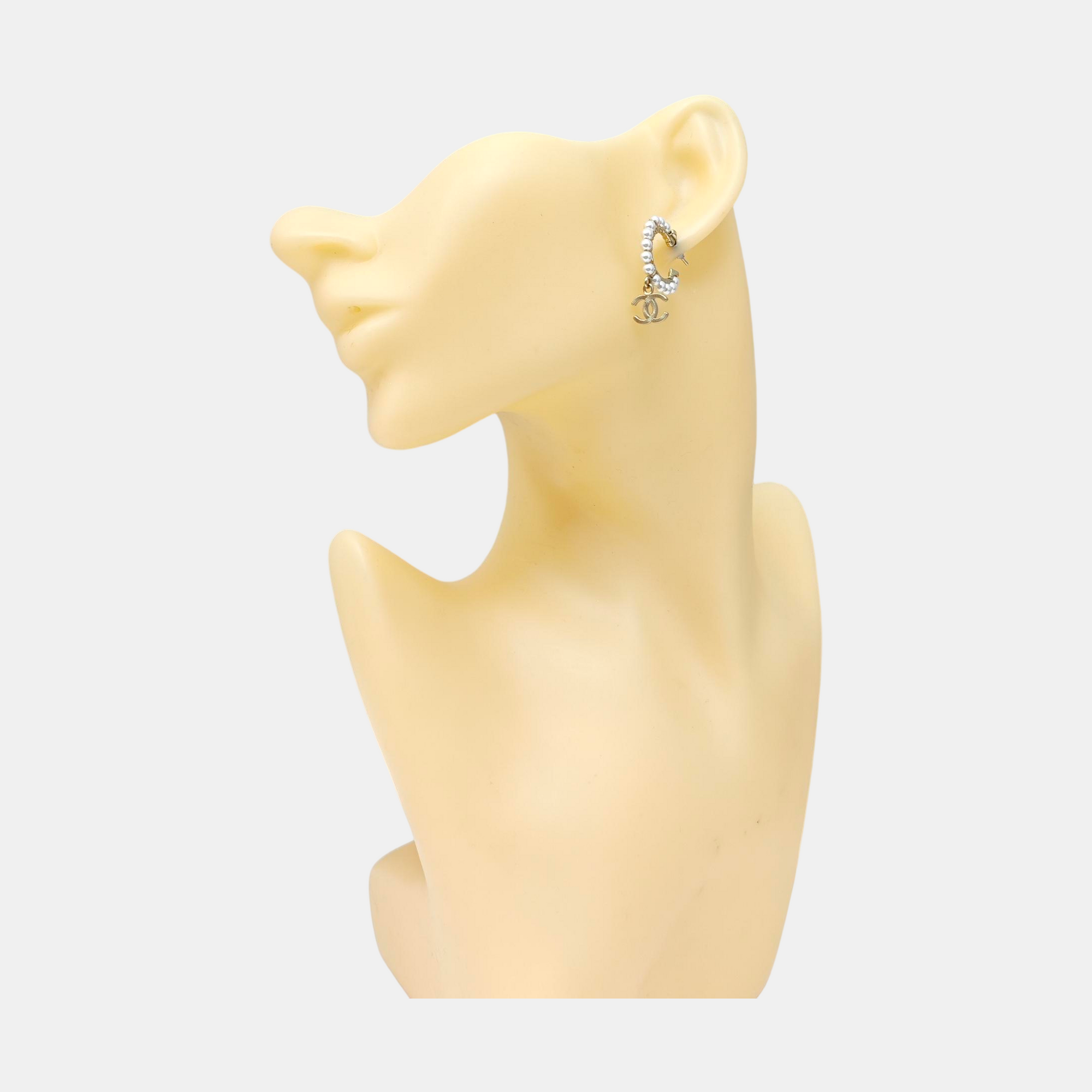 CC Logo Metal Gold Stud Earrings