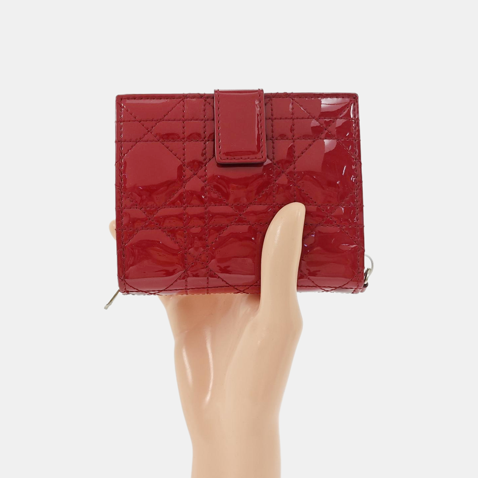Lady Dior Cannage Patent Leather Red Wallet