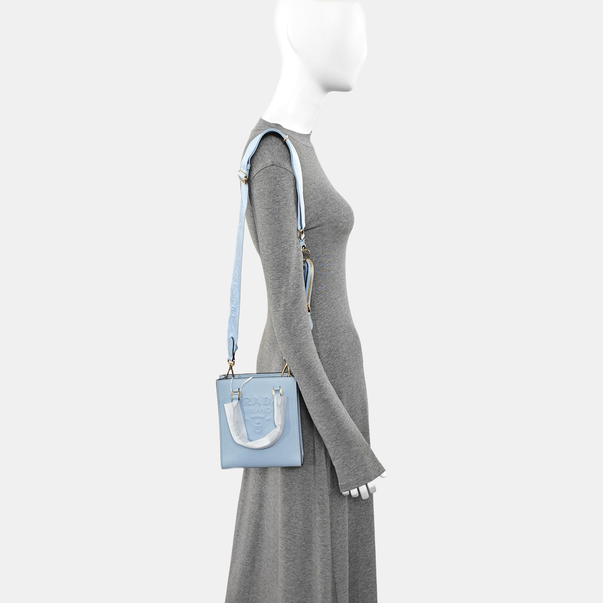 Saffiano Calfskin Tote Bag Small Blue