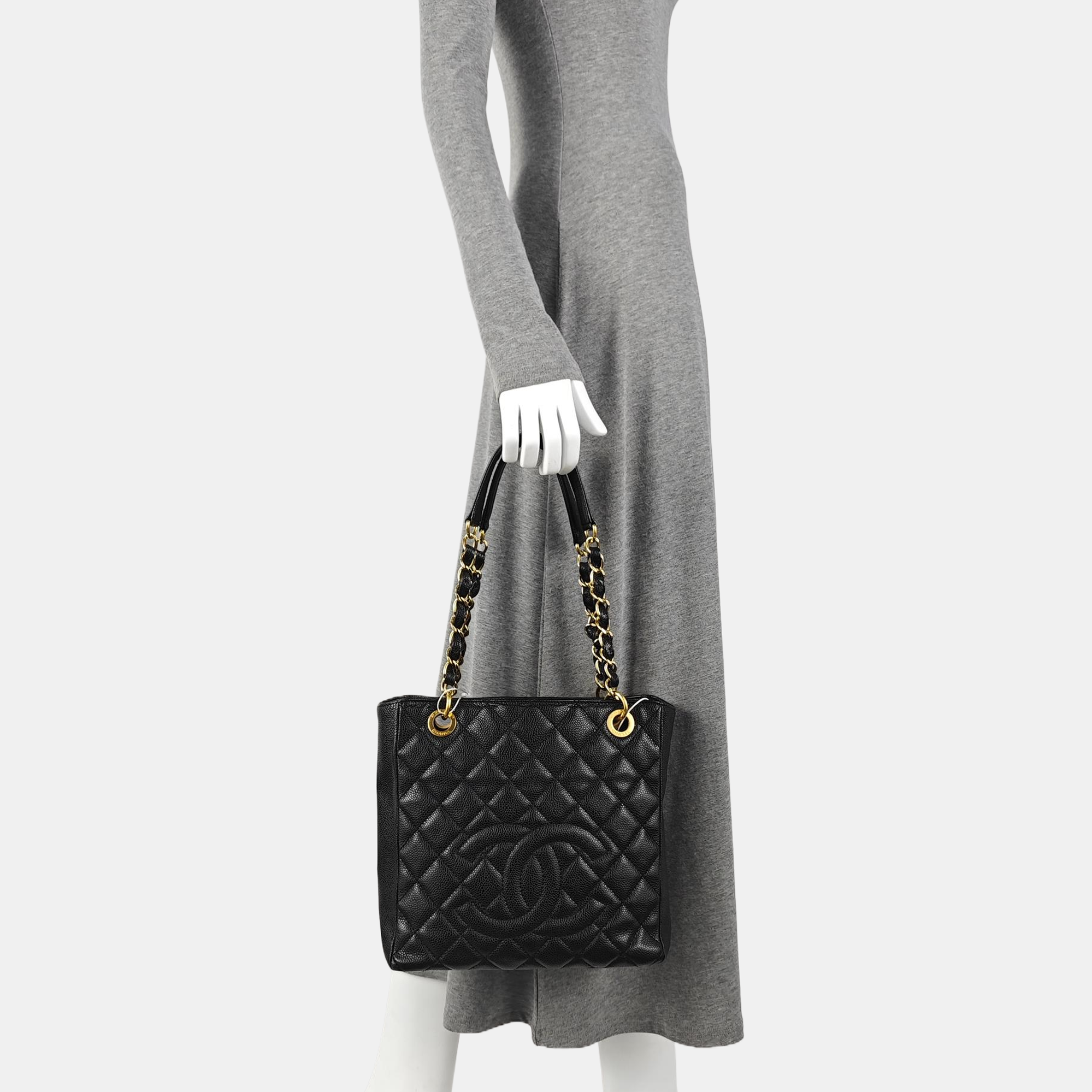 CHANEL PST Quilted Grained Calfskin Black