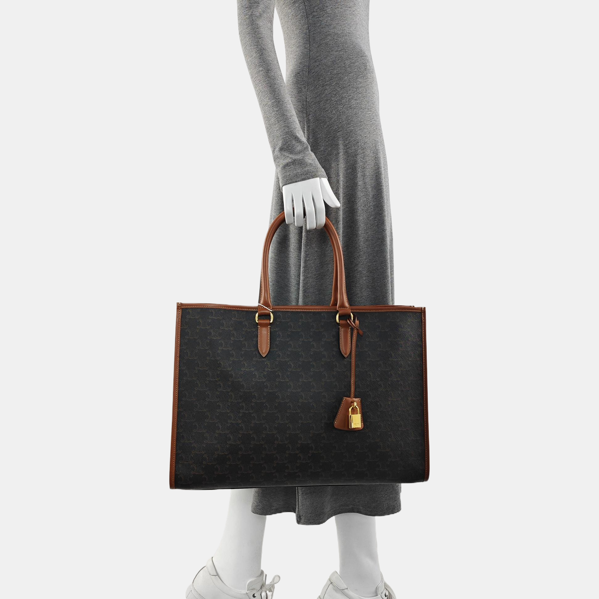 Coated Canvas Tote Bag Brown