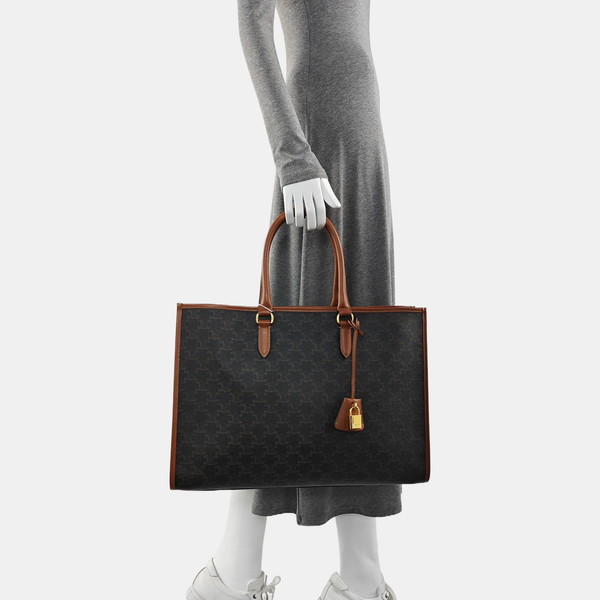 Coated Canvas Tote Bag Brown