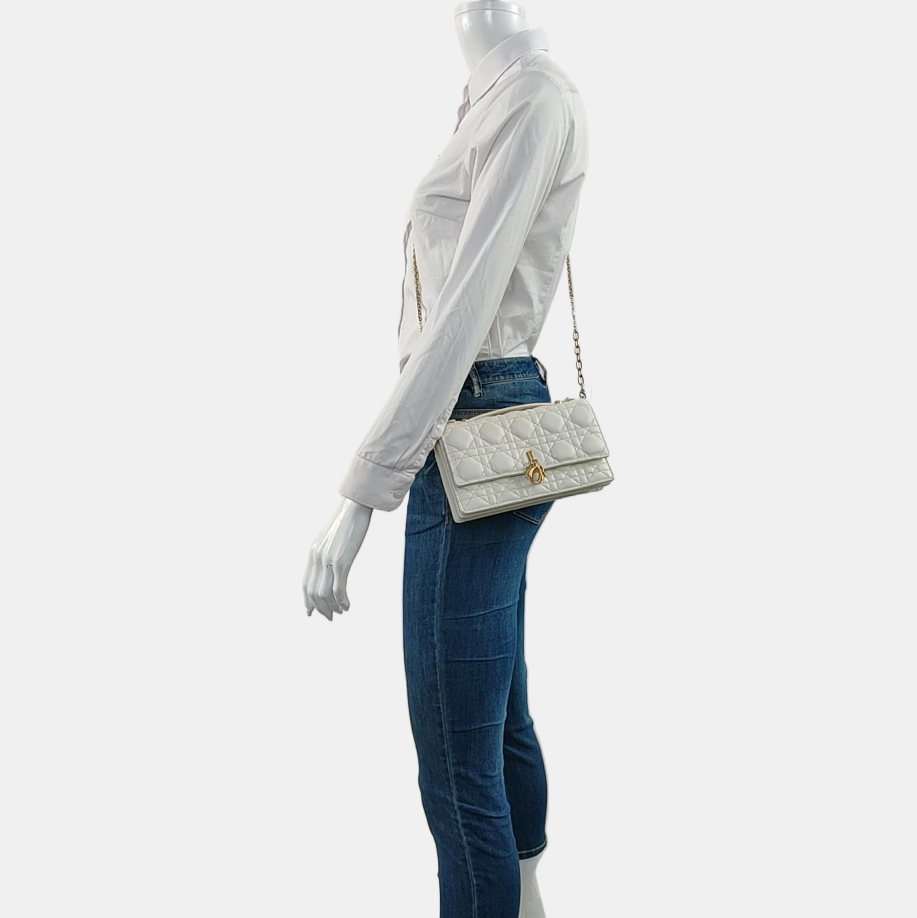 Authenticated pre-owned  My Dior Mini Cannage Lambskin White - Shoulder Bag at Looply
