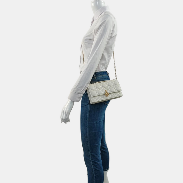 Authenticated pre-owned  My Dior Mini Cannage Lambskin White - Shoulder Bag at Looply