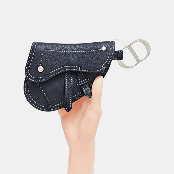 Saddle Mini Calfskin Blue Card Holder