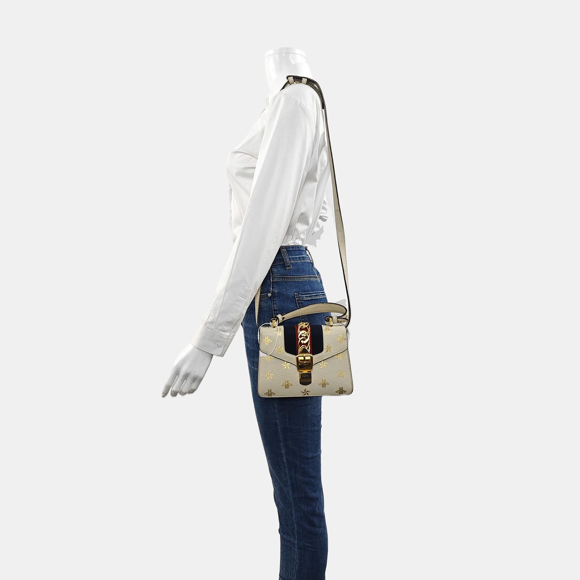 Authenticated pre-owned  Sylvie Mini Calfskin White - Shoulder Bag at Looply