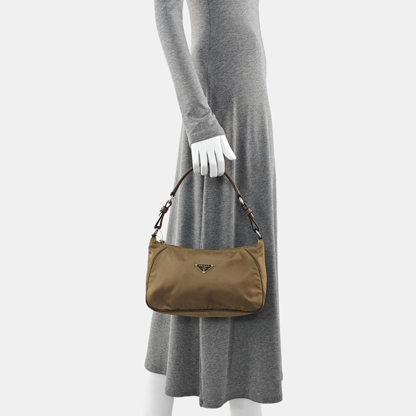 Nylon Shoulder Bag Beige