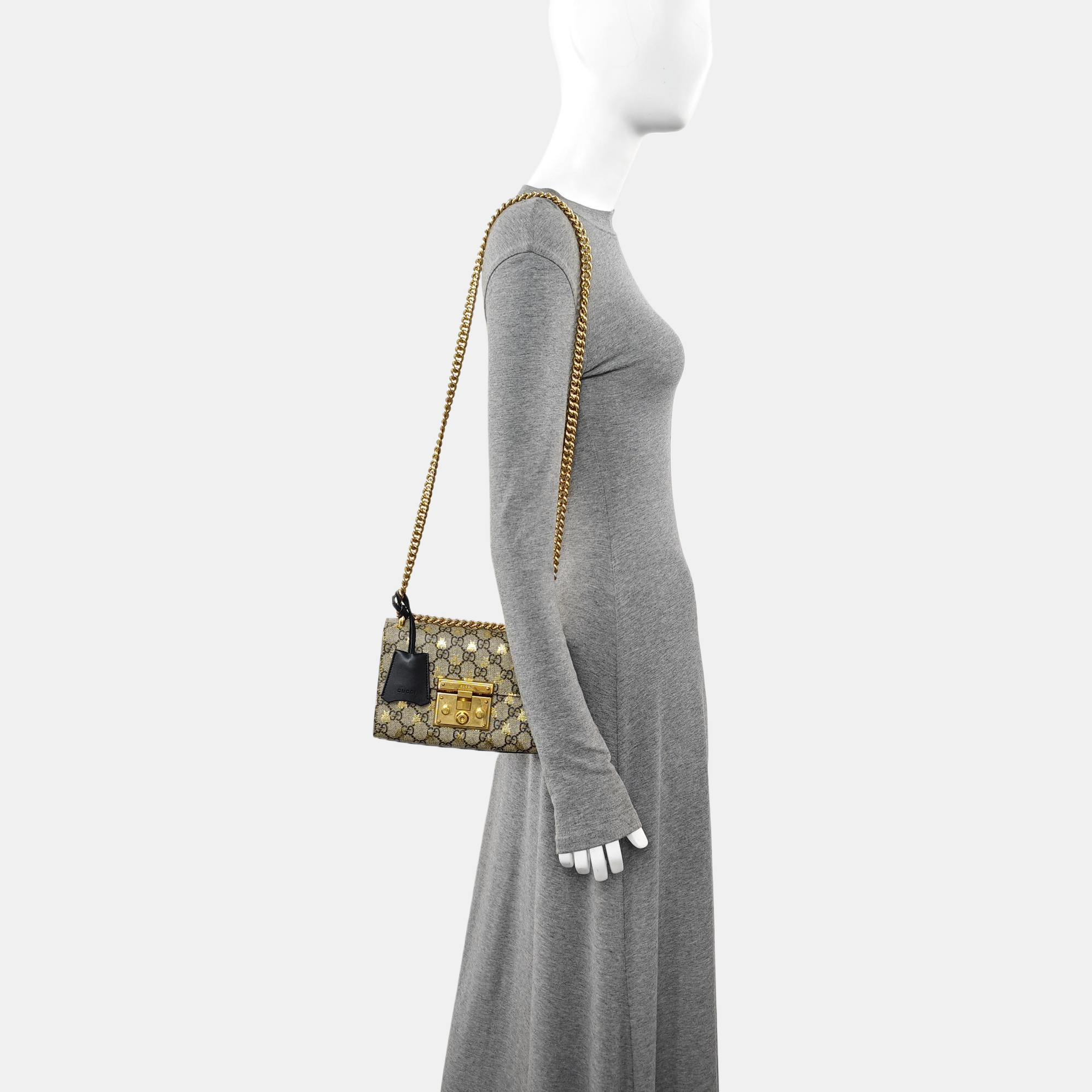 Padlock Small Monogram Coated Canvas Beige