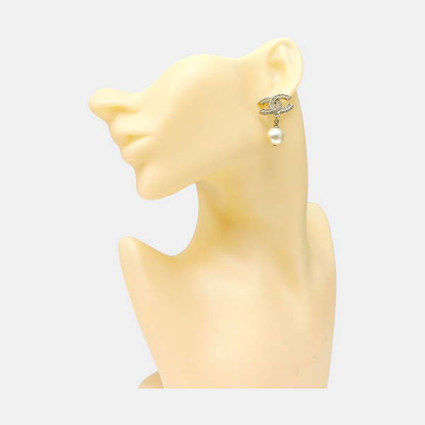 CC Logo Metal Gold Stud Earrings