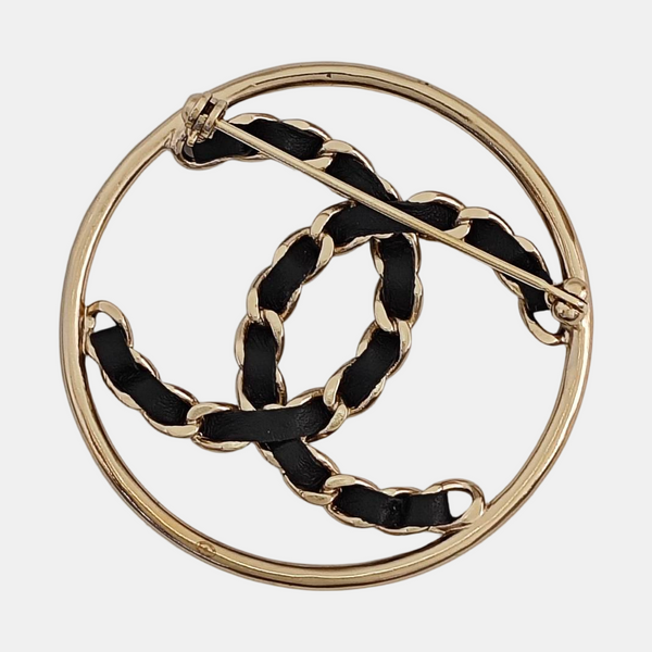 CC Logo Metal Gold Brooch