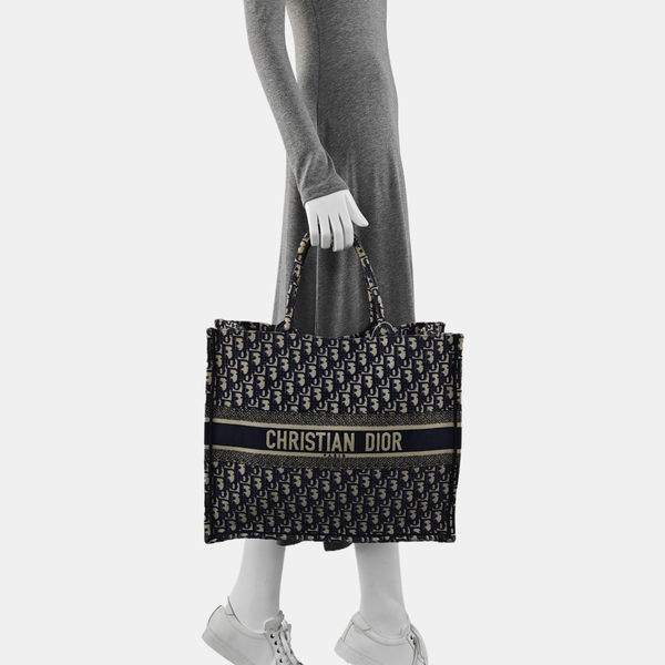 Book Tote Large Oblique Canvas Blue