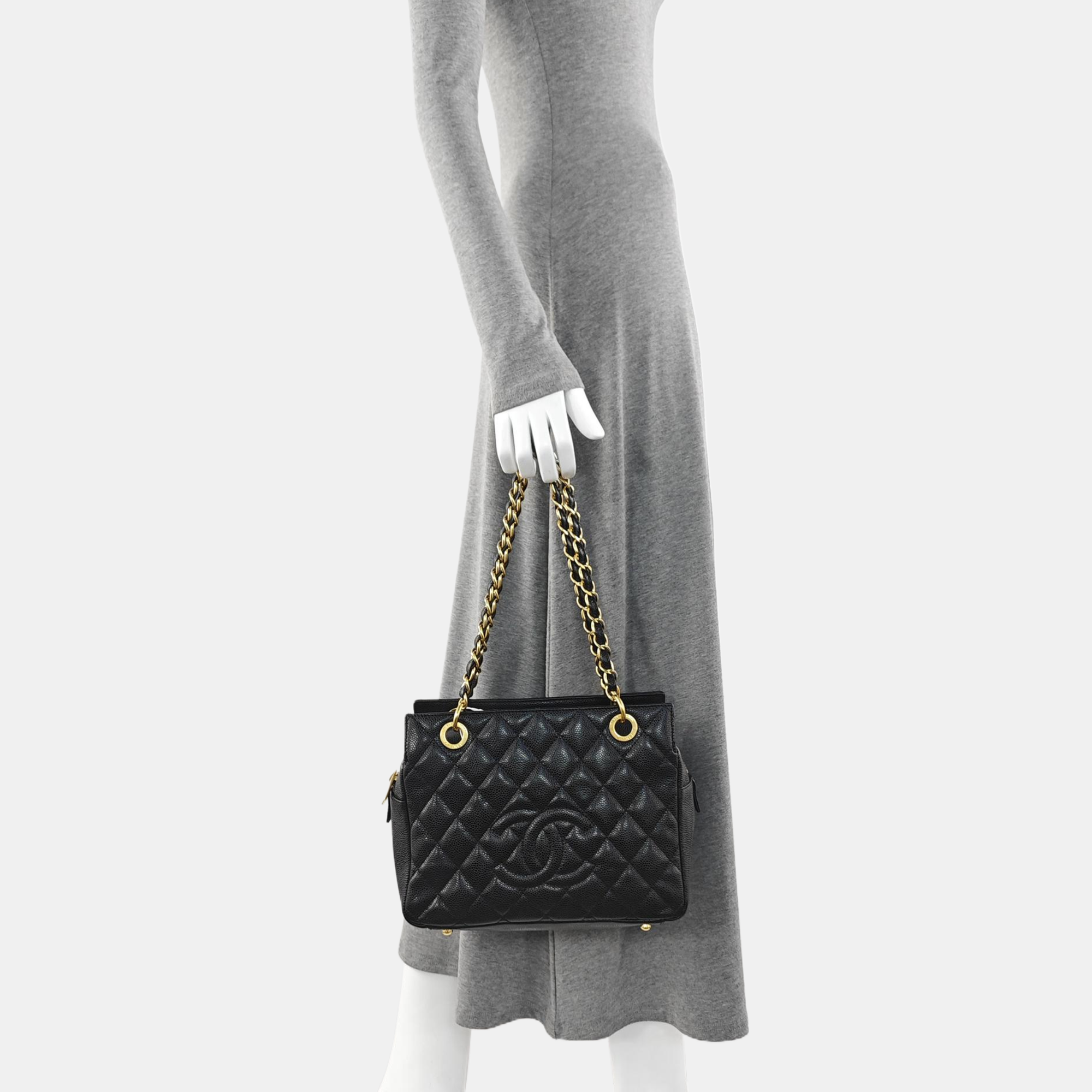 CHANEL PETITE Quilted Grained Calfskin Black