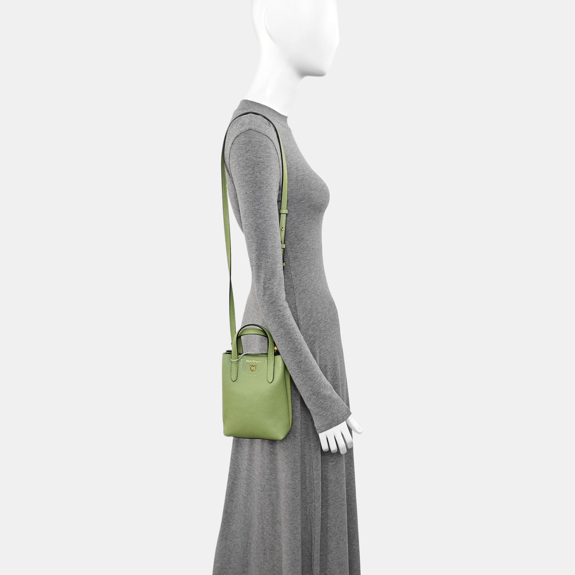 Gancini Mini Calfskin Green