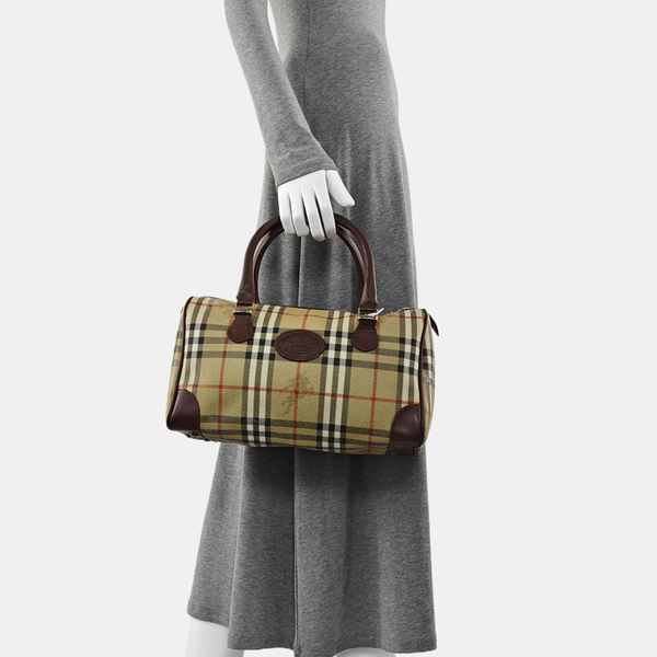 Coated Canvas Top Handle Bag Brown