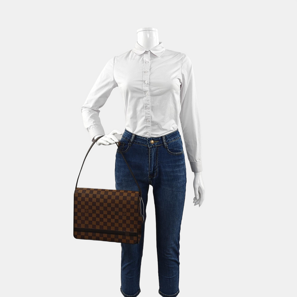TRIBECA Damier Ebene Coated Canvas Brown