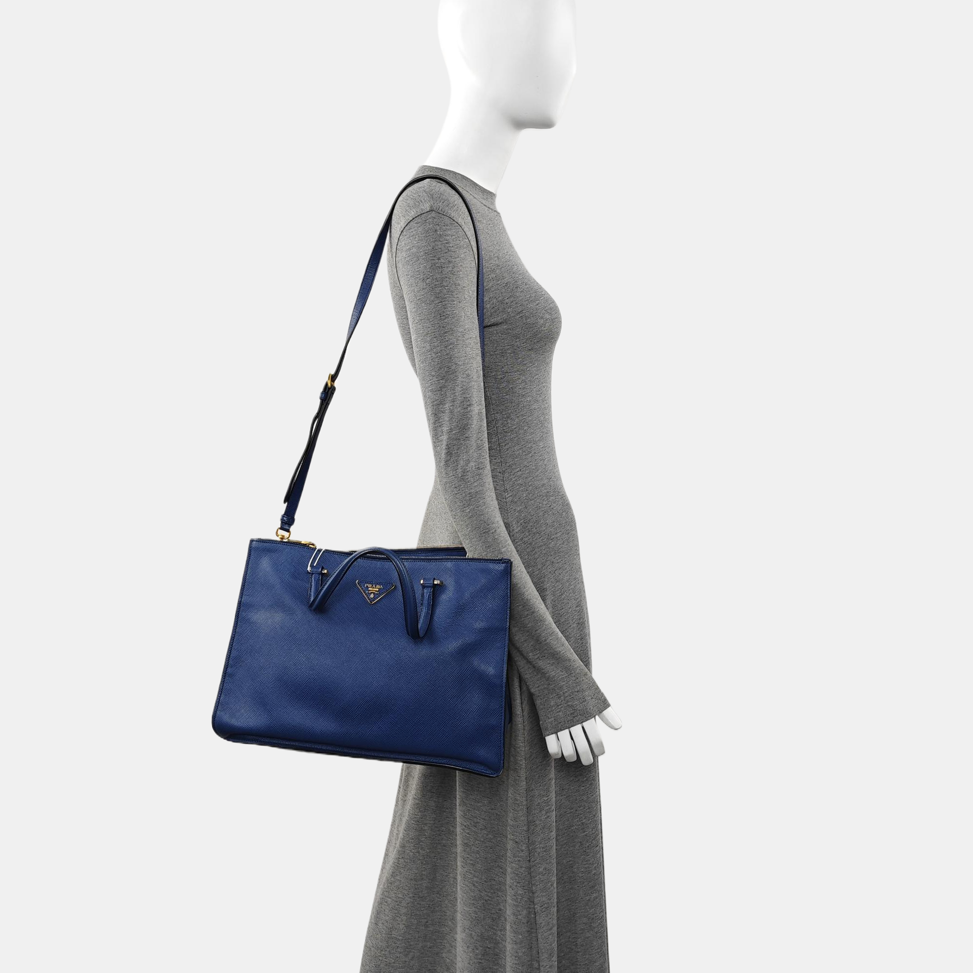 Galleria Large Saffiano Calfskin Blue