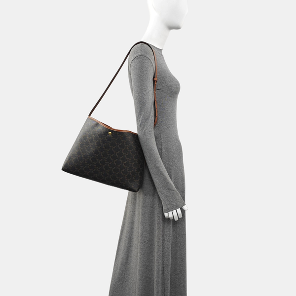 Coated Canvas Shoulder Bag Brown