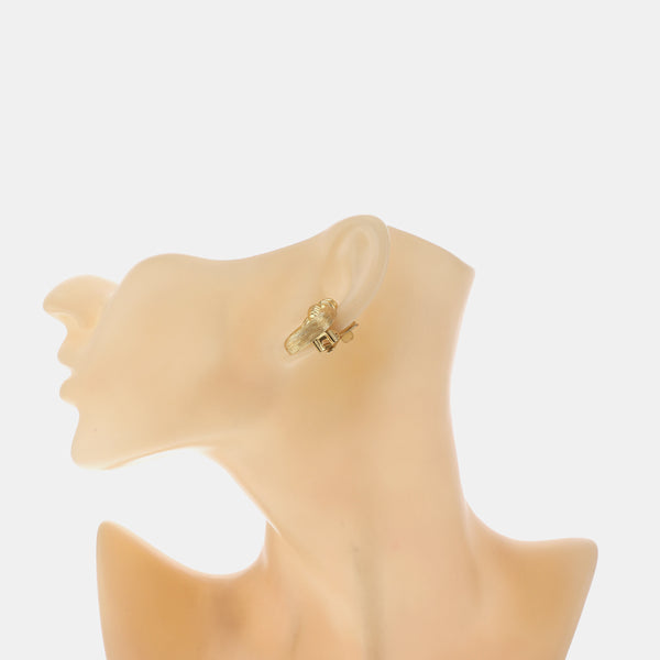 Twist Round Metal Gold Clip On Earrings