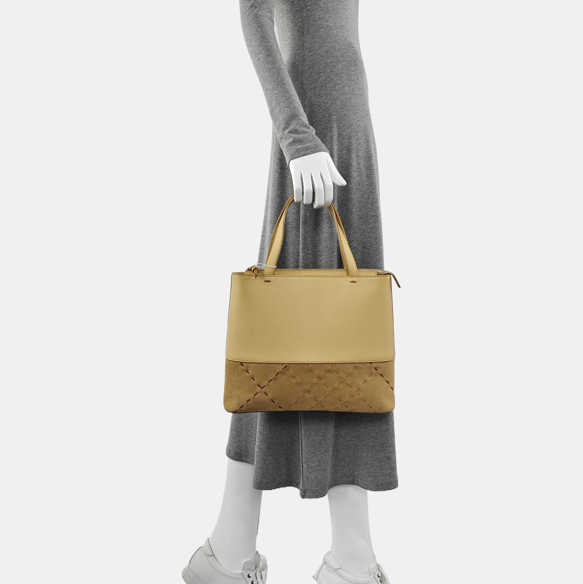 Leather Tote Bag Beige