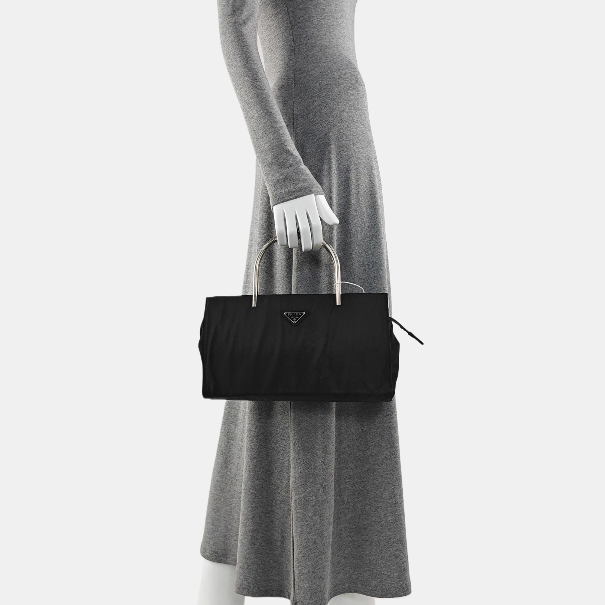 Nylon Top Handle Bag Black