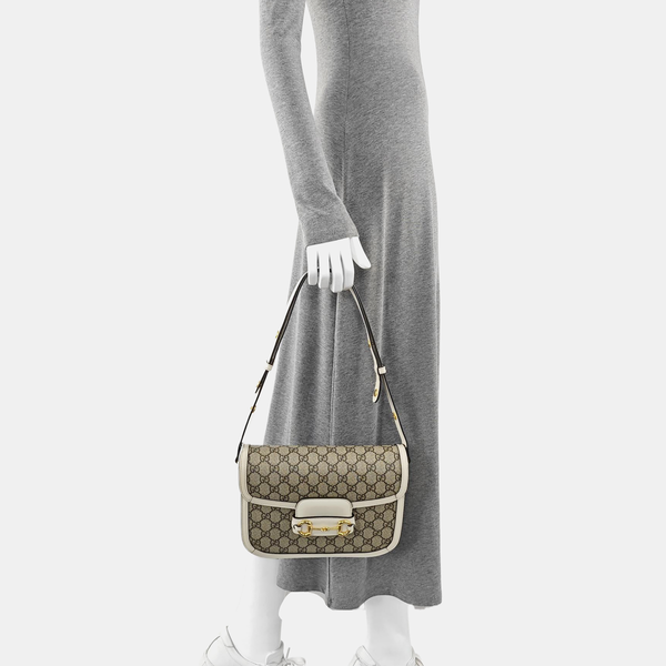 Horsebit 1955 Small Monogram Coated Canvas Beige