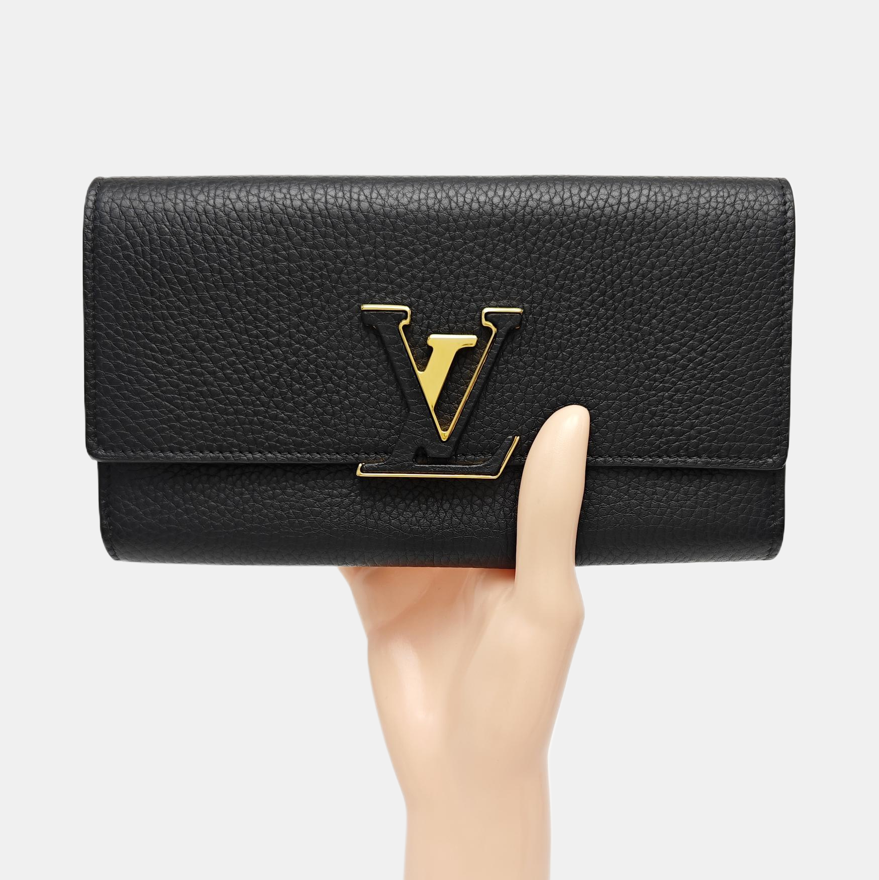 CAPUCINES Mini Monogram Calfskin Black Wallet