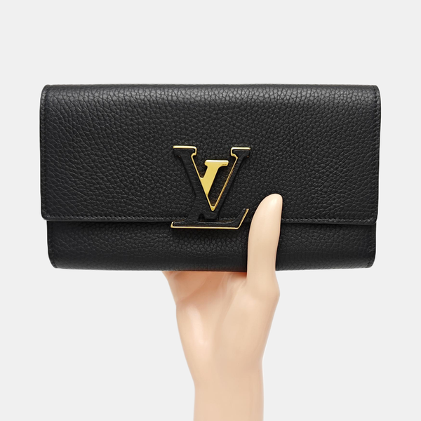 CAPUCINES Mini Monogram Calfskin Black Wallet