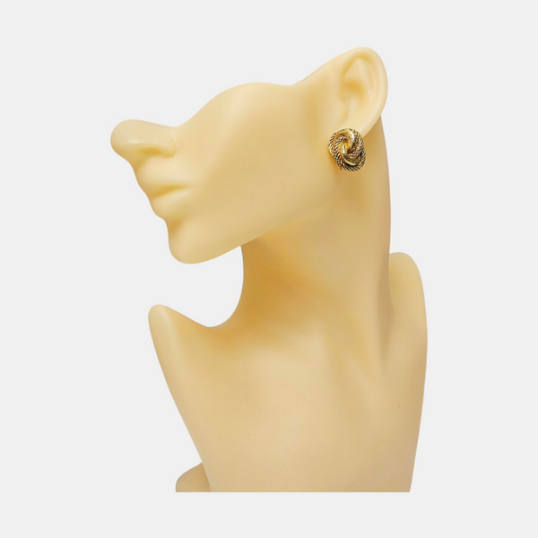 Twist Round Metal Gold Clip On Earrings