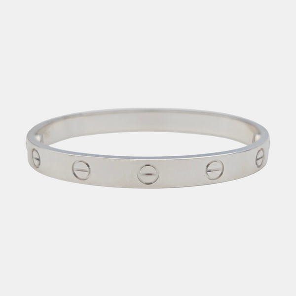 LOVE 18k White Gold Silver Bangle