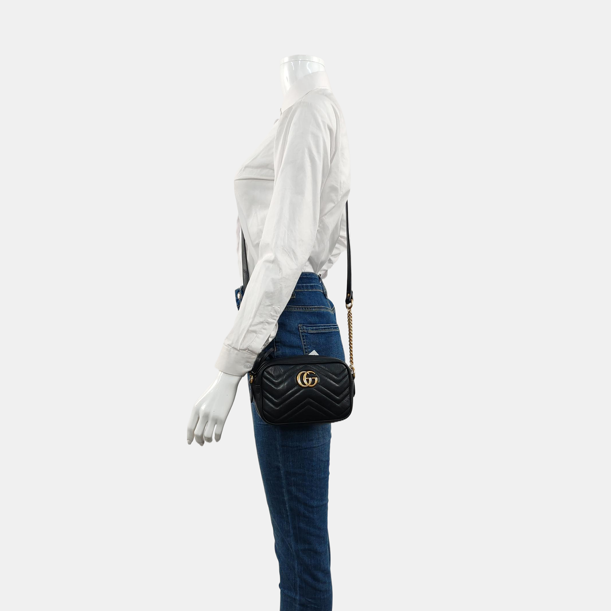 GG Marmont Mini Quilted Calfskin Black
