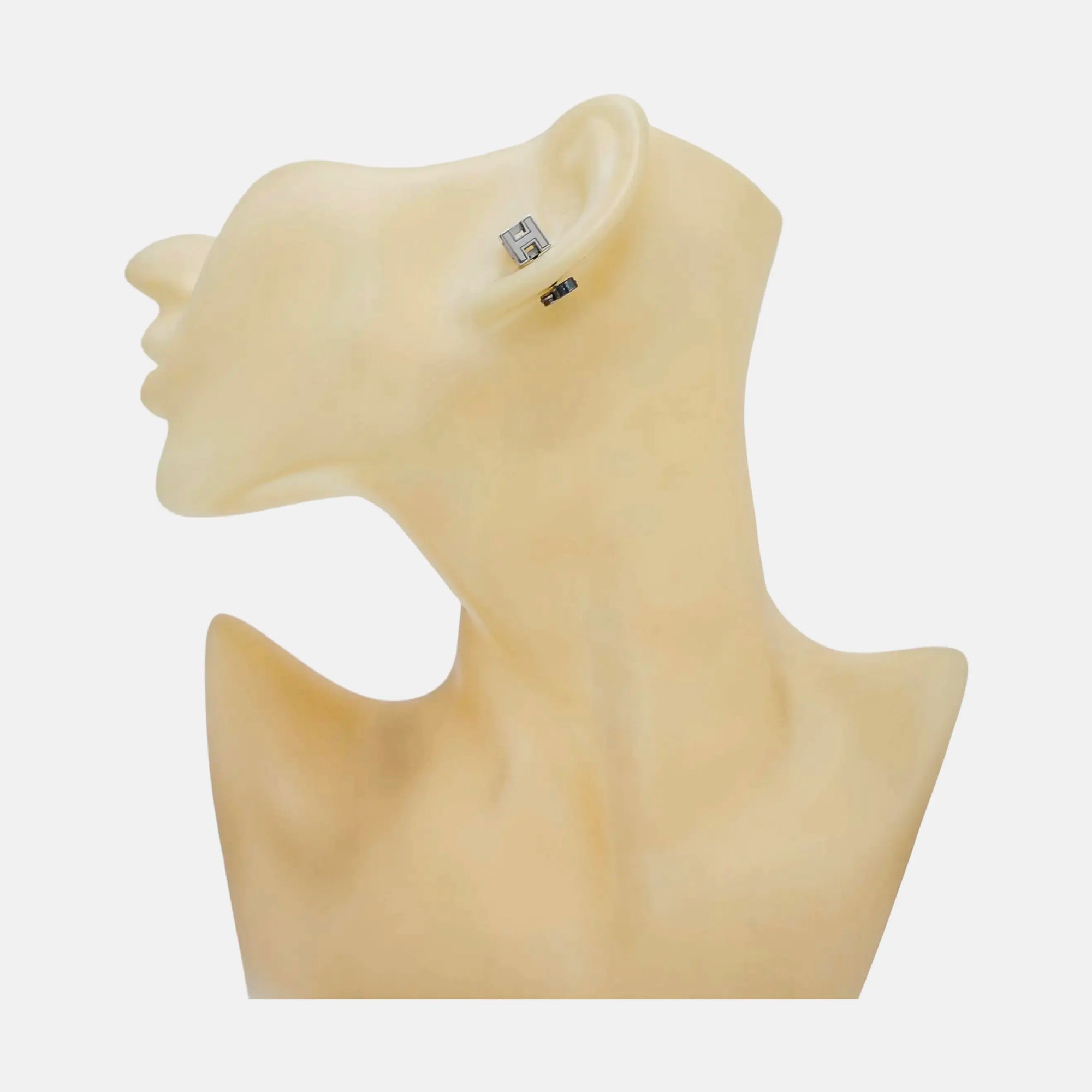 Cage D'h Metal Silver Stud Earrings
