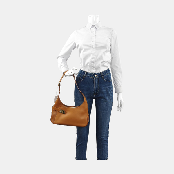 Clasp Hobo Medium Calfskin Brown