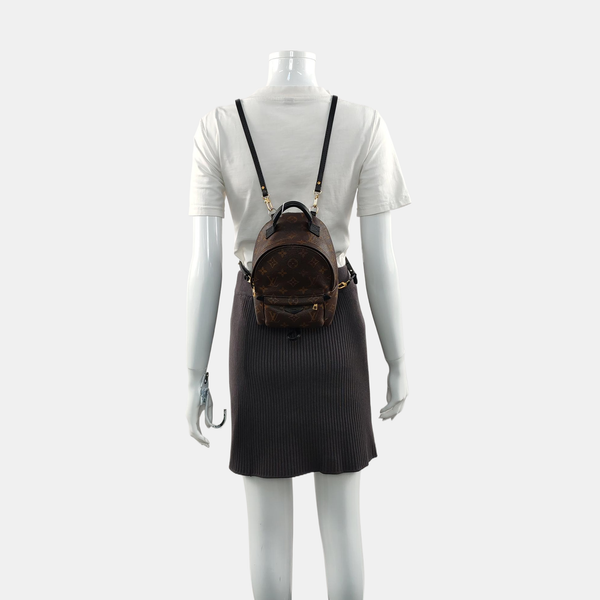Authenticated pre-owned  PALM SPRINGS Mini Monogram Coated Canvas Brown - Backpack at Looply