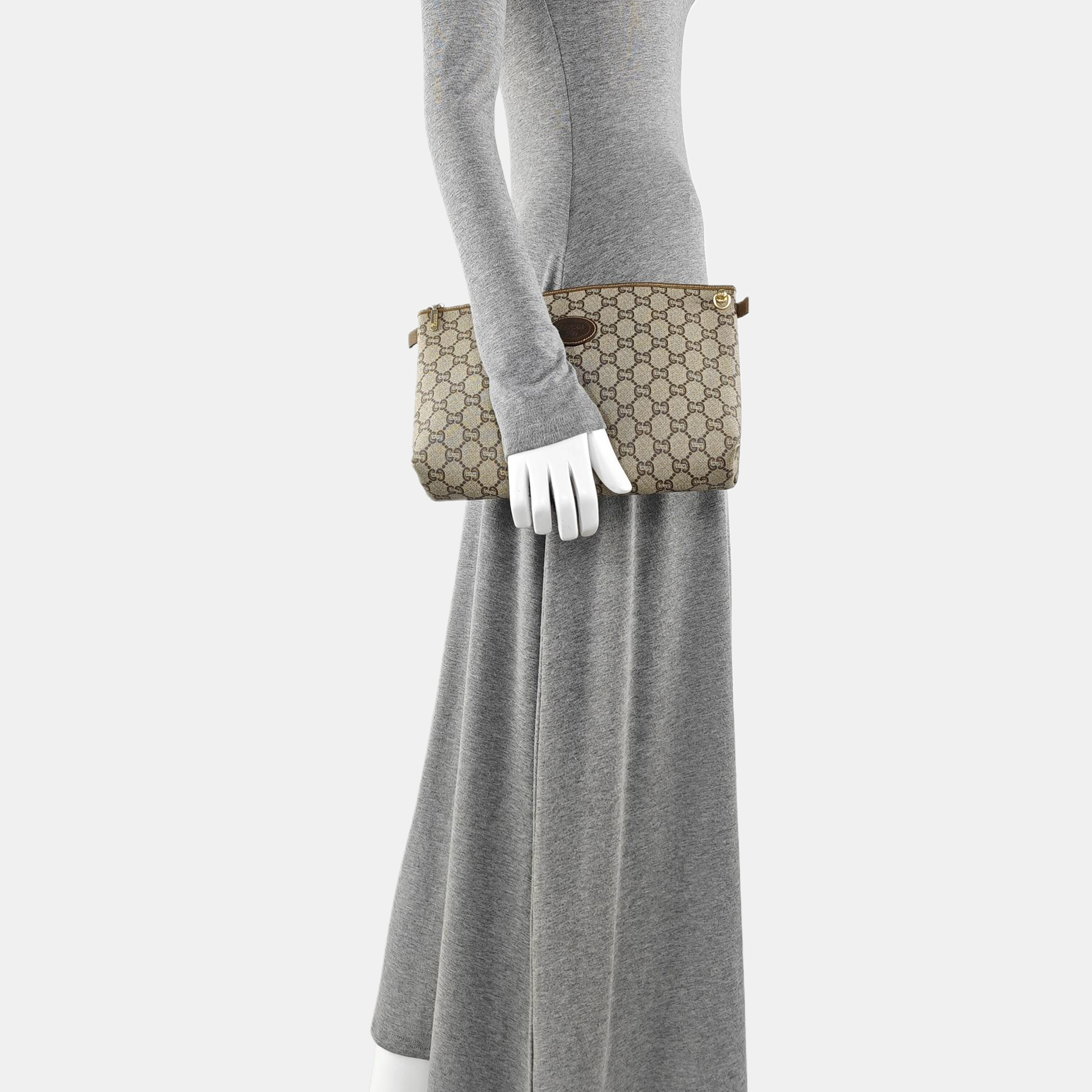 Monogram Coated Canvas Clutch Beige