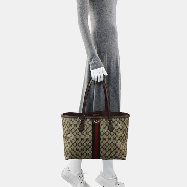 Ophidia Medium Monogram Coated Canvas Beige