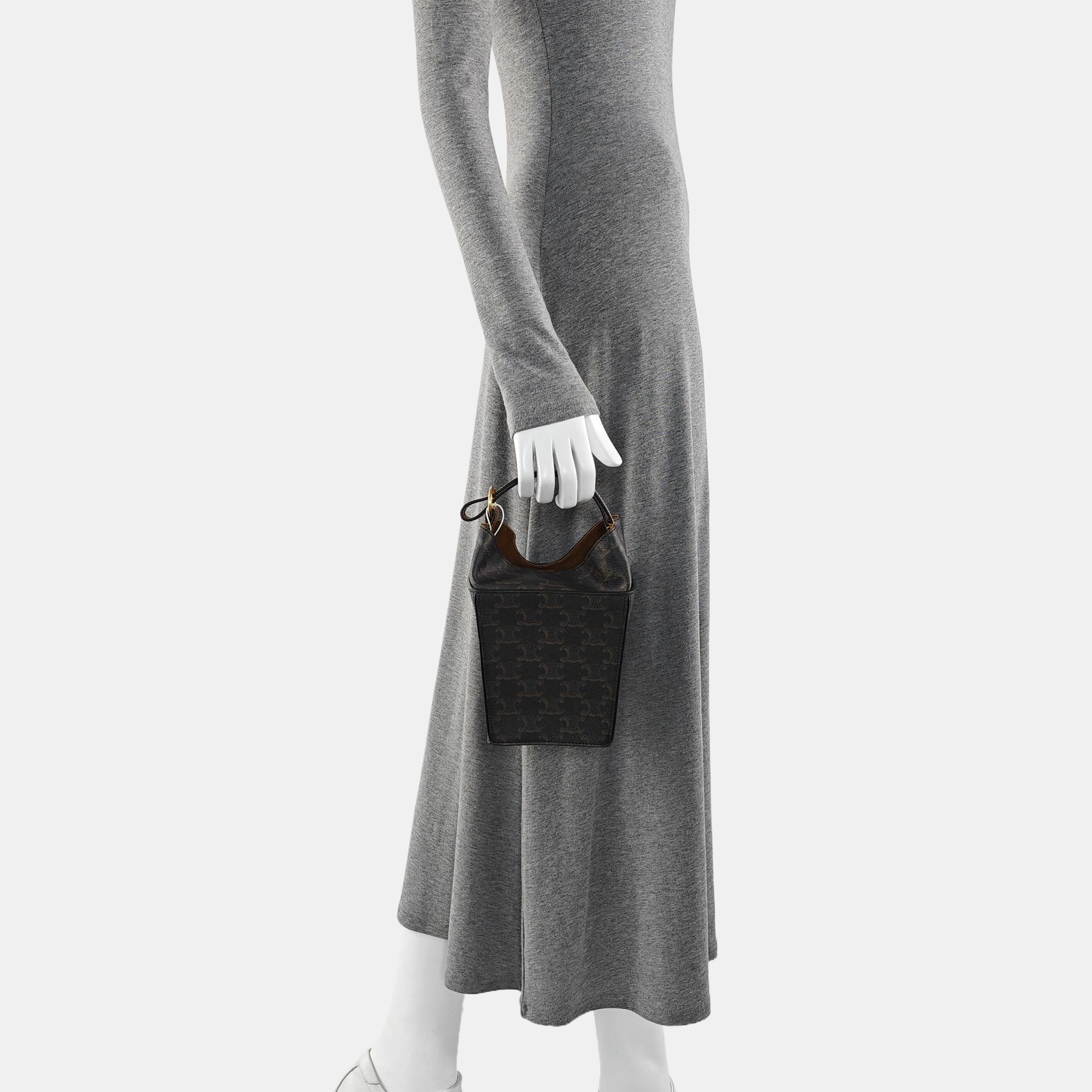 Coated Canvas Bucket Bag Brown