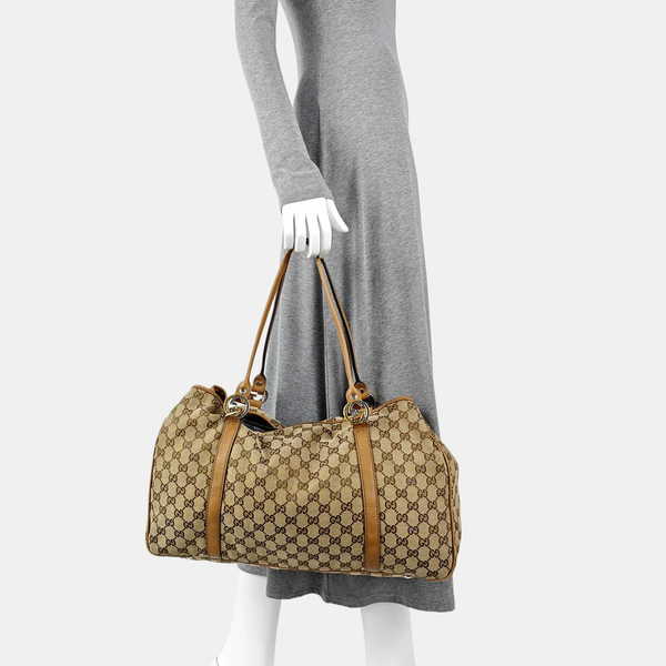 Monogram Canvas Tote Bag Beige