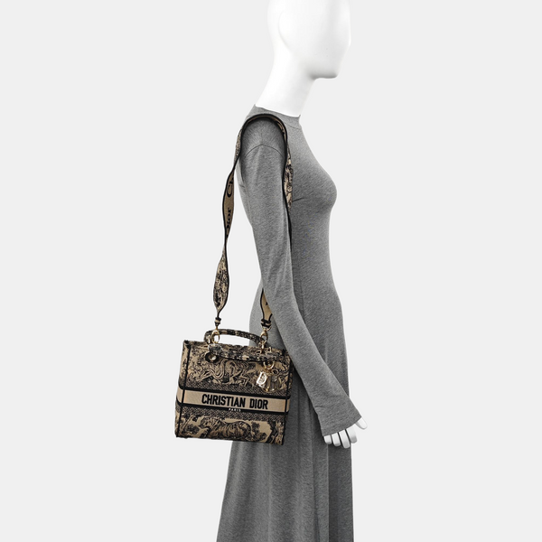 Authenticated pre-owned  Lady D-Lite Medium Canvas Beige - Shoulder Bag at Looply
