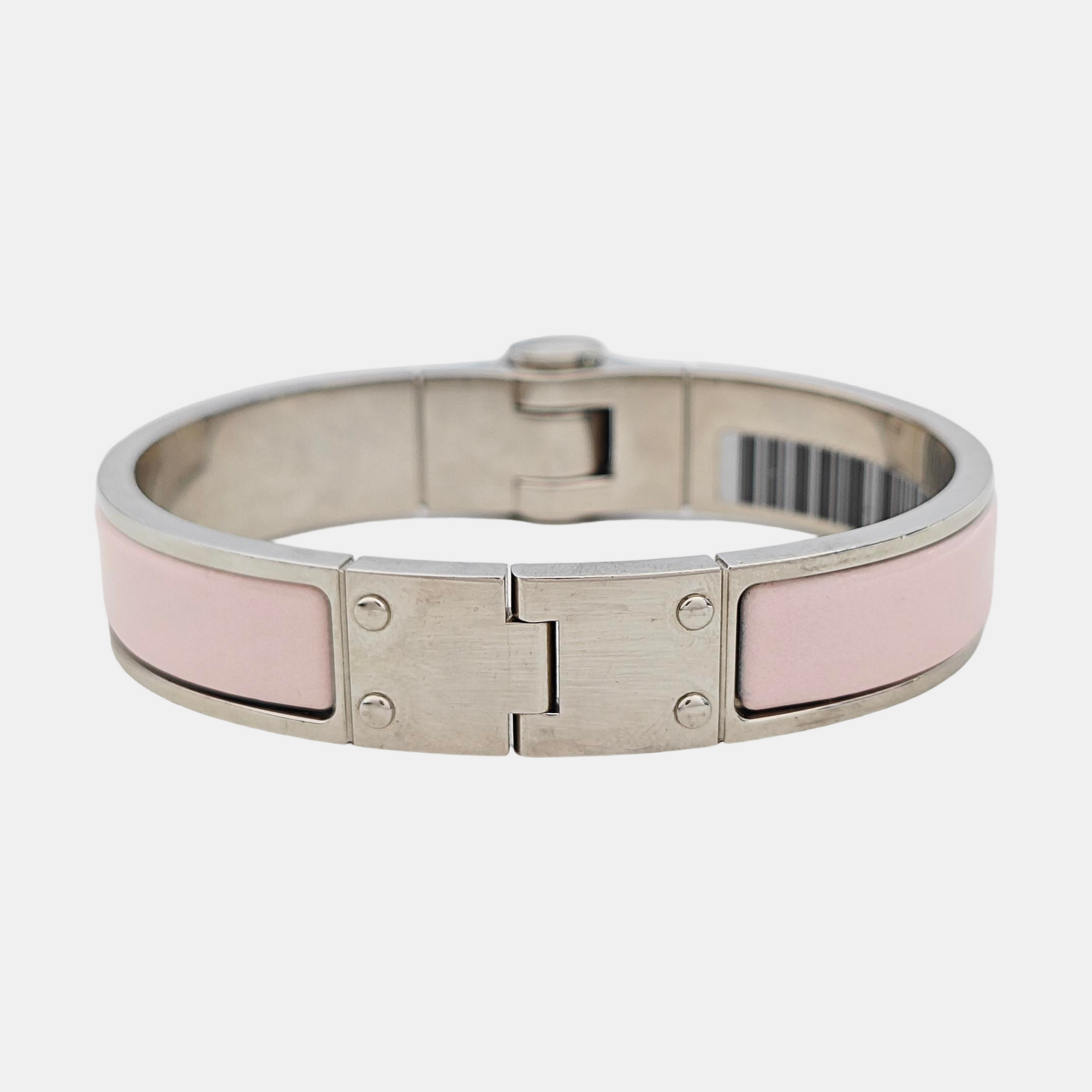 Enamel Hinged Bracelet Metal Silver Bangle