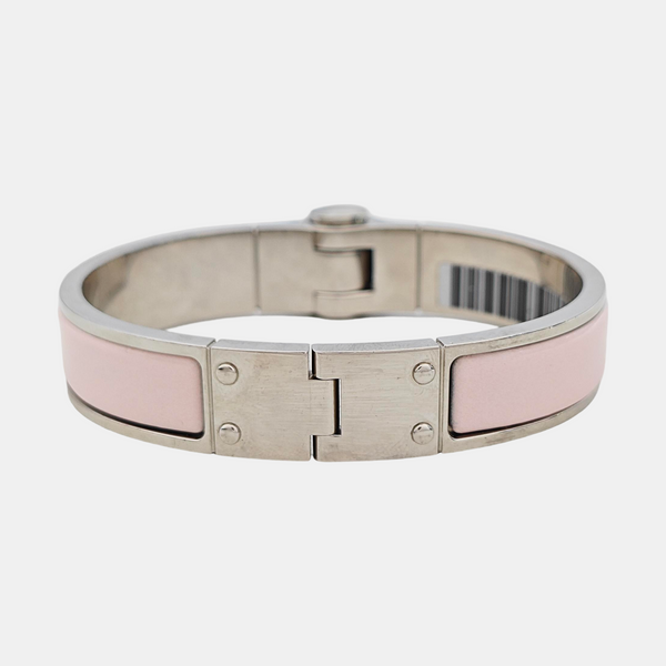 Enamel Hinged Bracelet Metal Silver Bangle