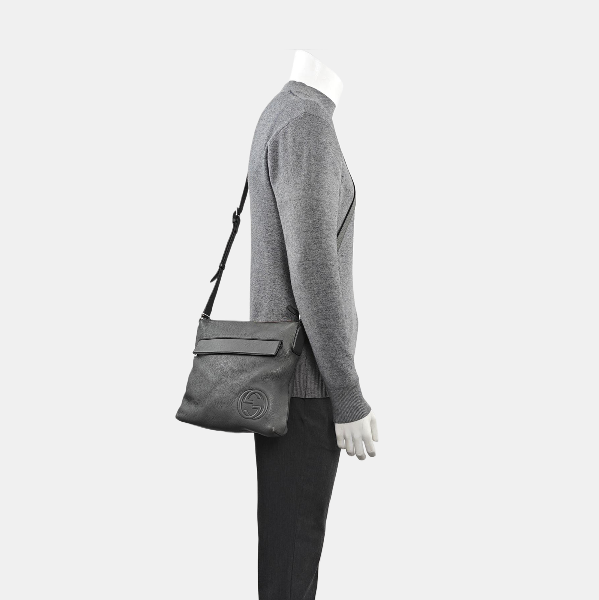 Calfskin Shoulder Bag Gray