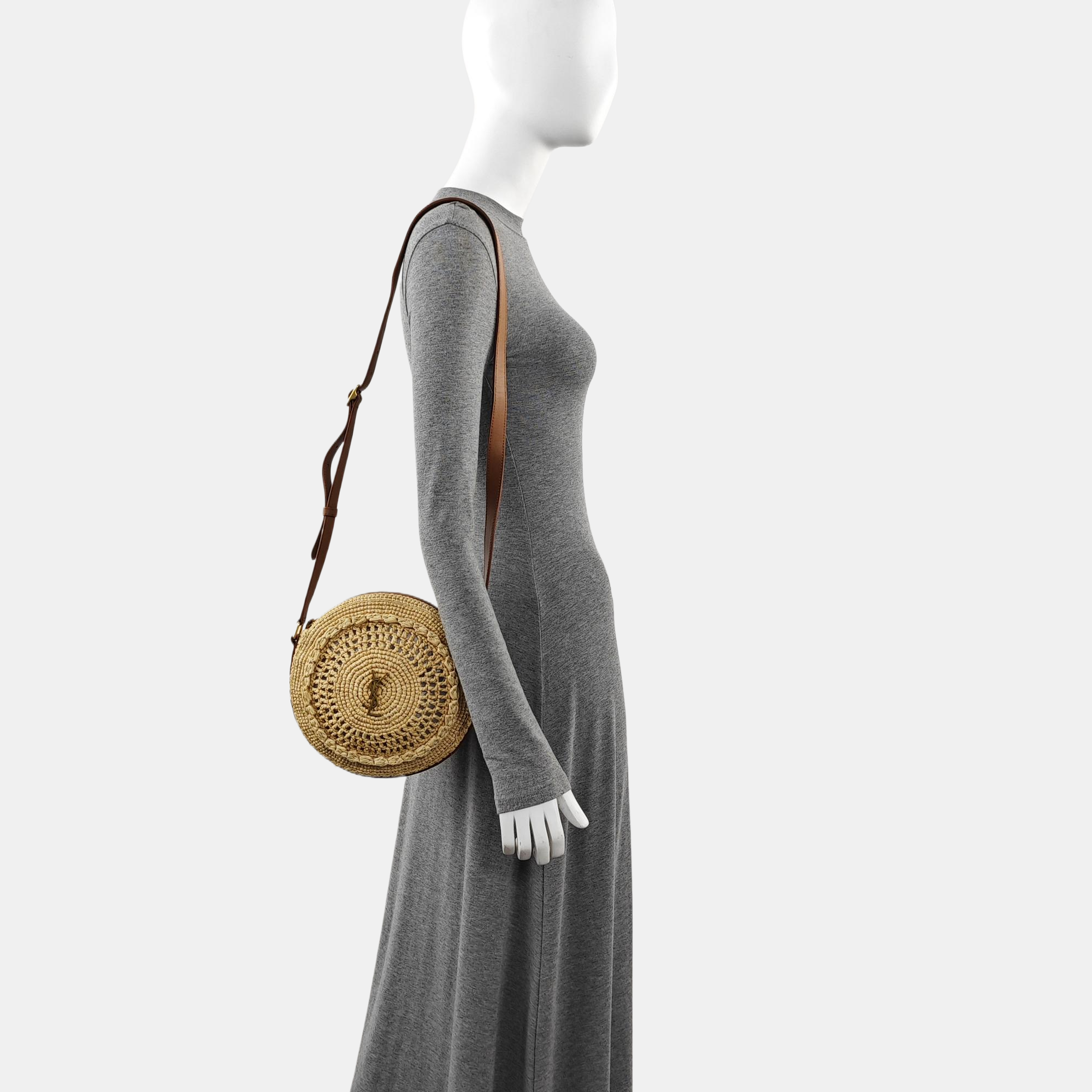 Straw Shoulder Bag Brown