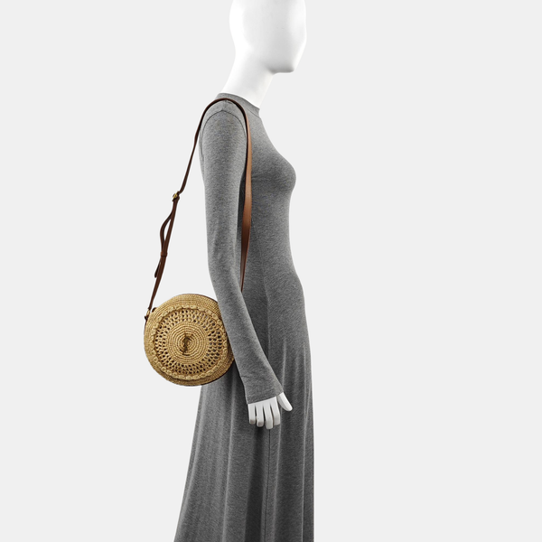 Straw Shoulder Bag Brown