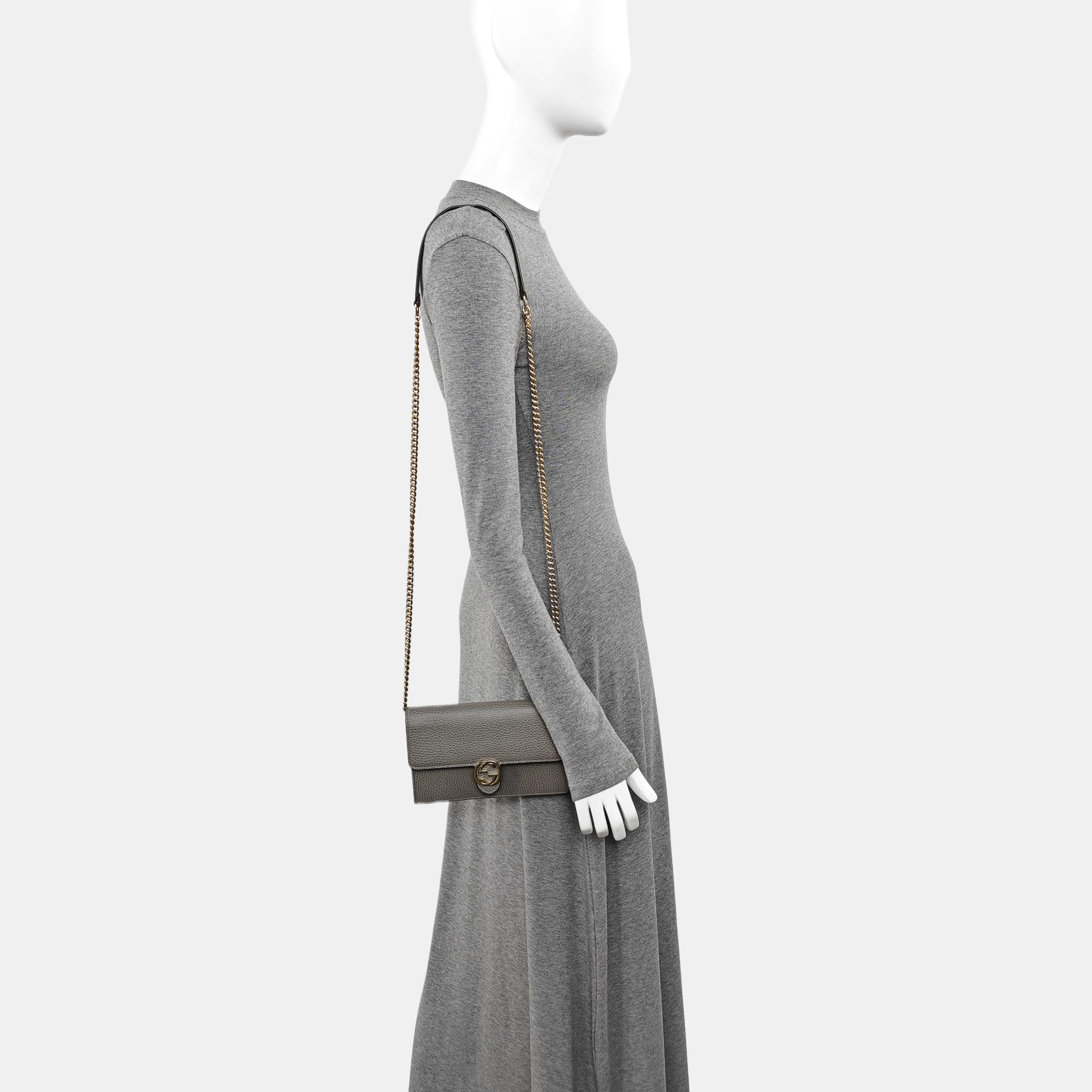 Interlocking G Small Calfskin Gray